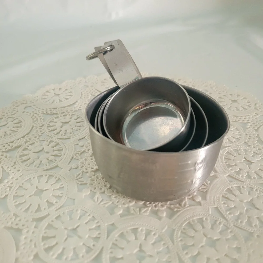 Vintage Stainless Steel Measuring Cups Nesting Lot Of 4